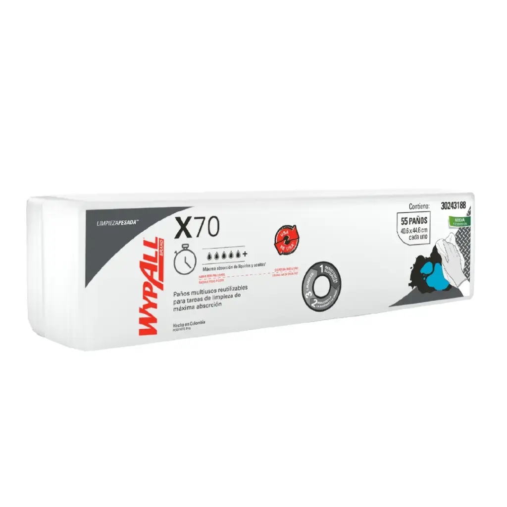 Paños de Limpieza WypAll X70 - 6 Paq. de 50 Paños - KCP