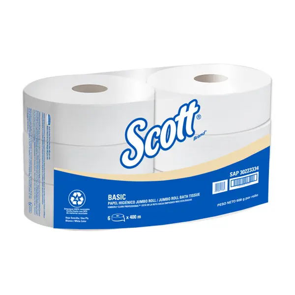 Papel Higiénico Express - Blanco - Scott Basic - Caja de 6 Rollos x 400 m - KCP