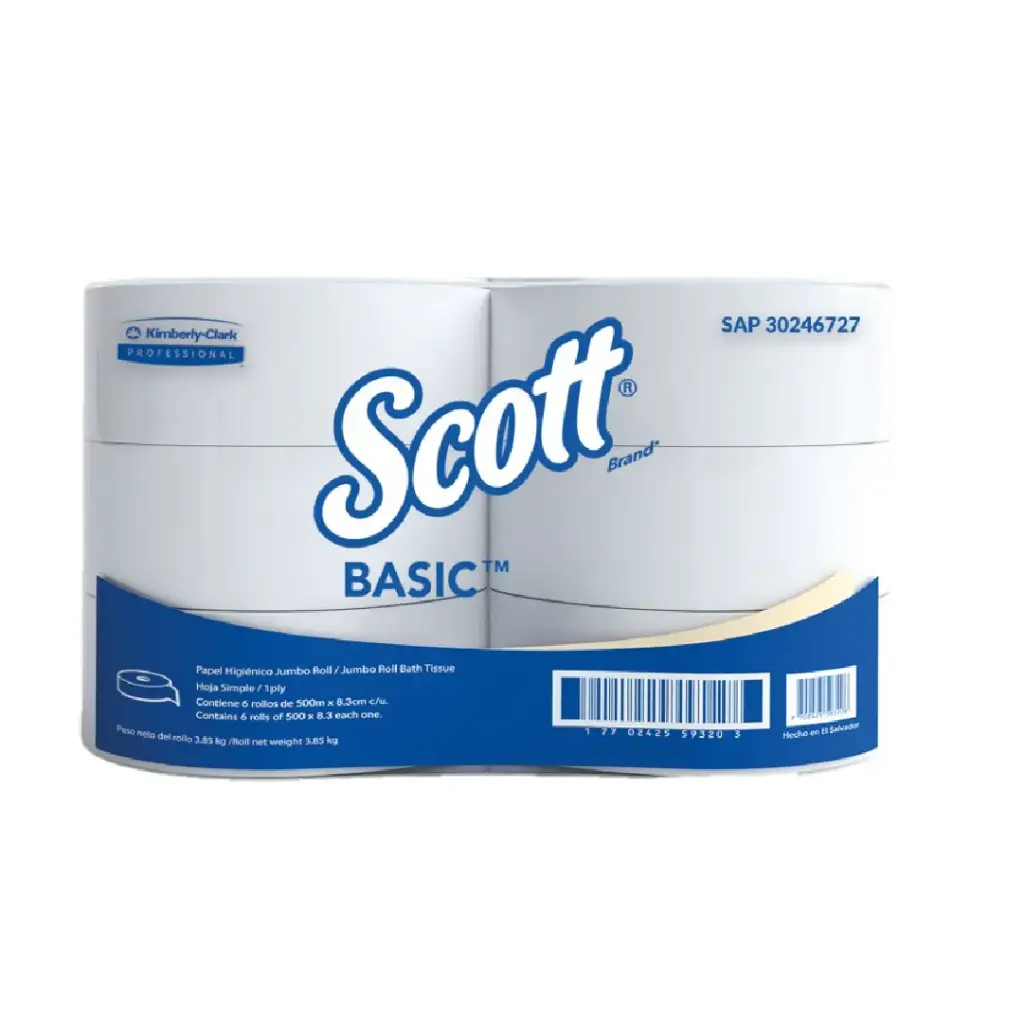 Papel Higiénico - Blanco - Scott Basic - Caja de 5 Rollos x 500 m - KCP