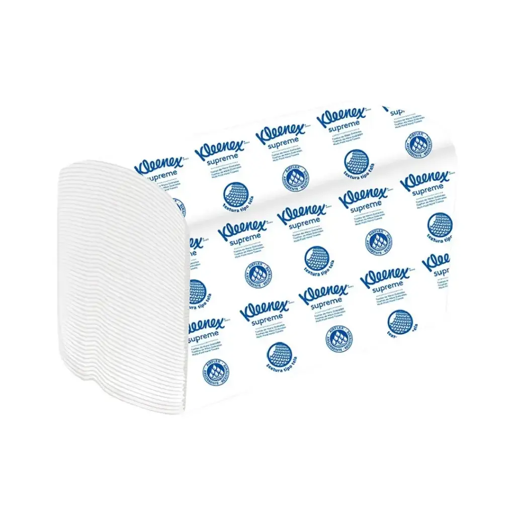 Papel Toalla de Manos Interfoliada - Blanco - Kleenex Supreme - Caja de 18 Paq x 150 Hojas - KCP