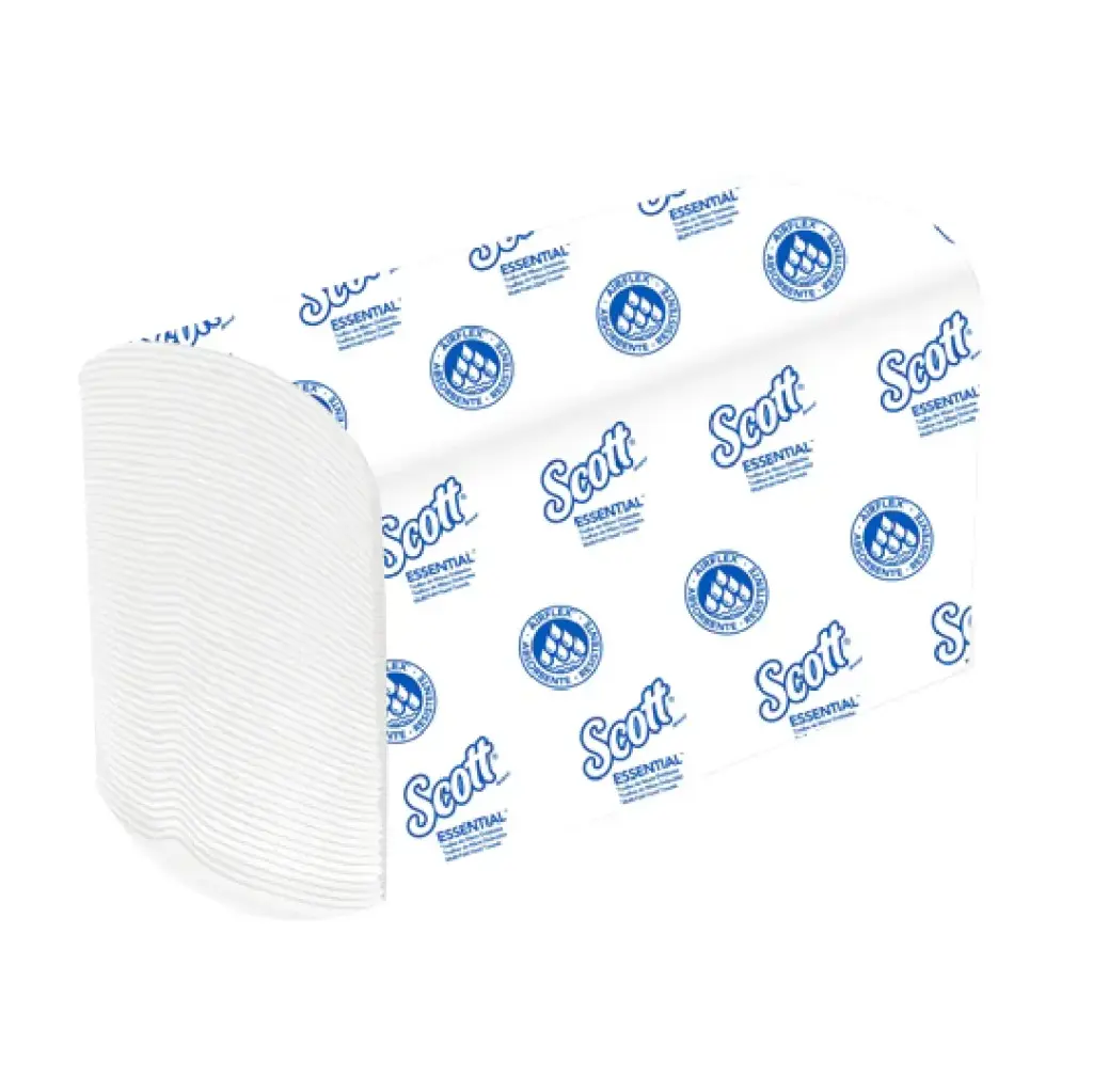 Papel Toalla de Manos Interfoliada - Blanco - Scott Essential Airflex - Caja de 25 Paq x 150 Hojas - KCP
