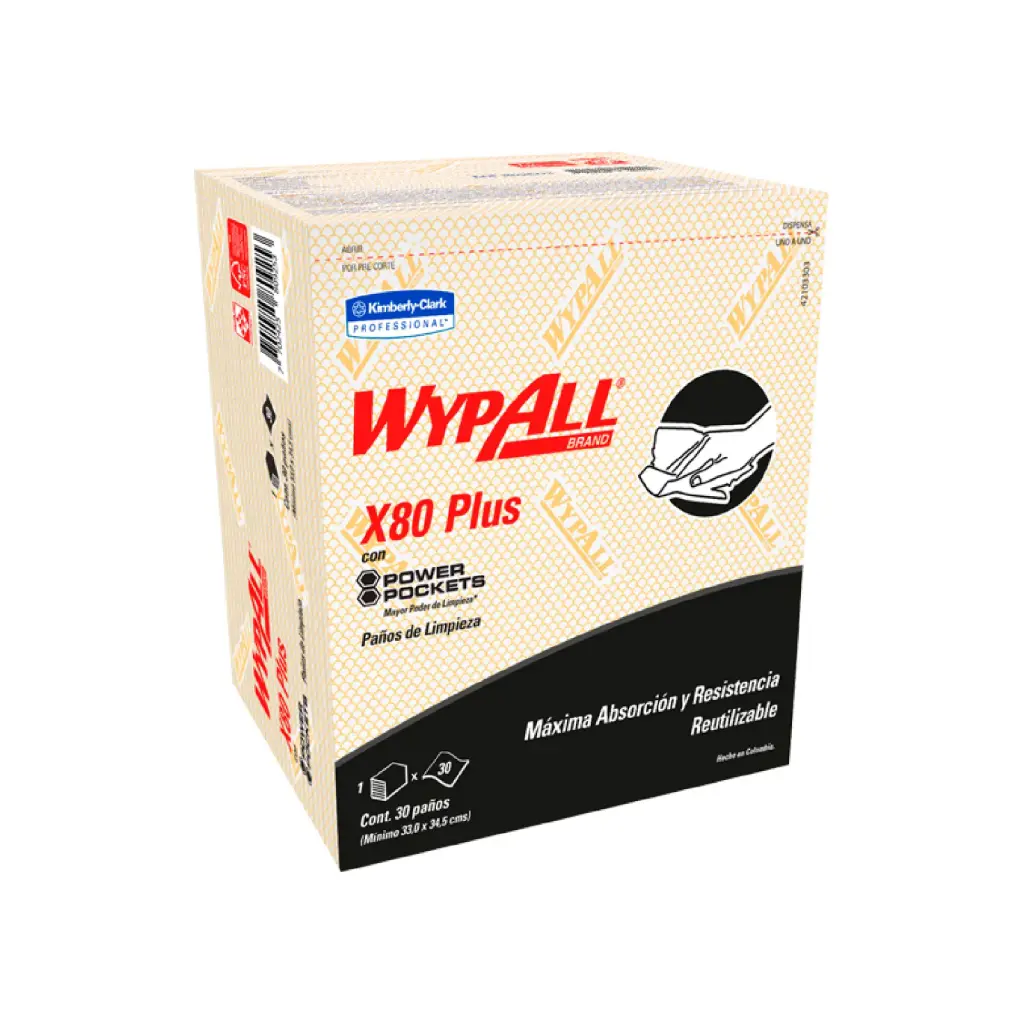 Paños de Limpieza WypAll X80 Plus - Paq. de 30 Paños - KCP