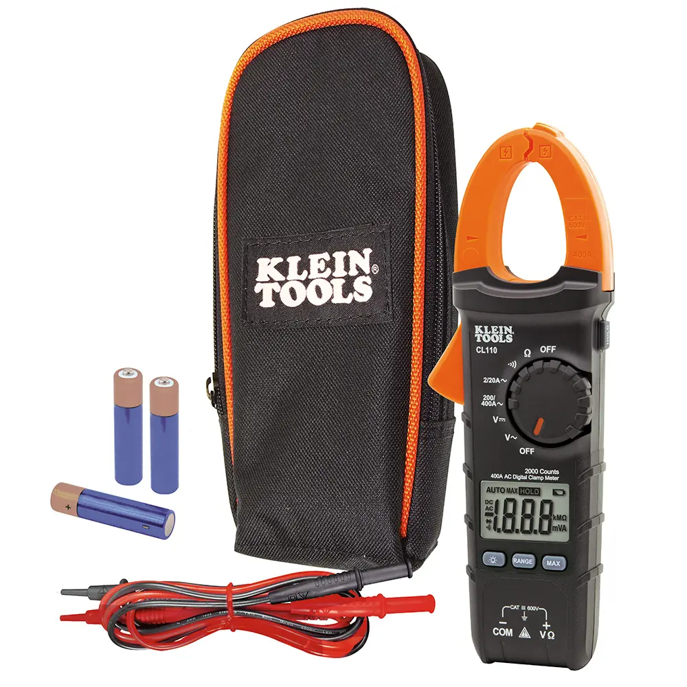 Amperímetro Digital de 400 A AC de Rango Automático con Medidor de Temperatura - Klein Tools