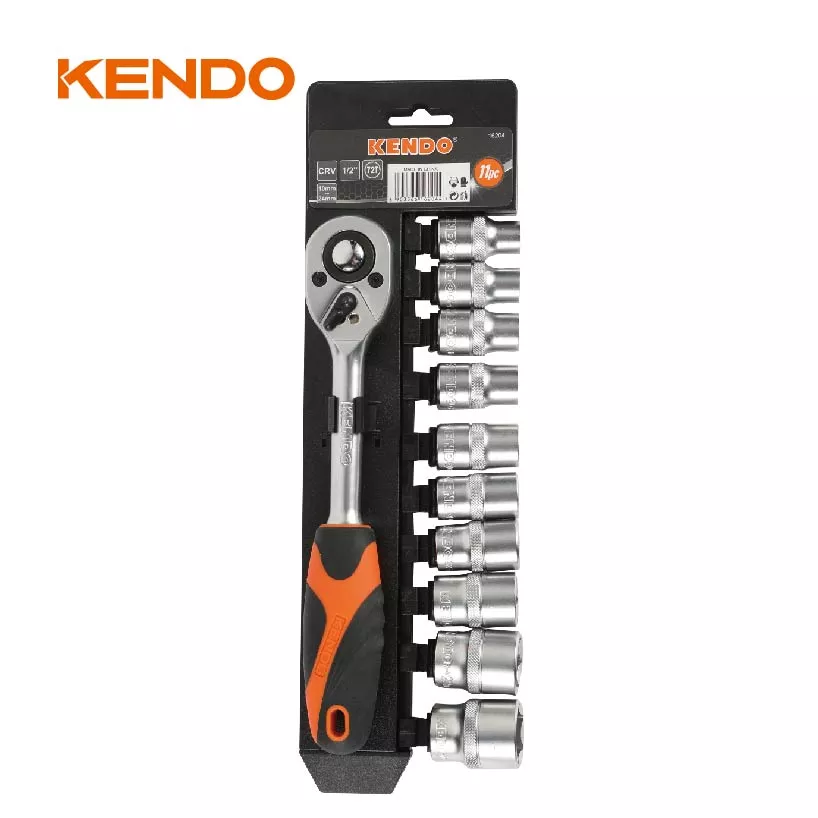 Juego de Socket de 11 Piezas con Ratchet de 1/2" - Kendo