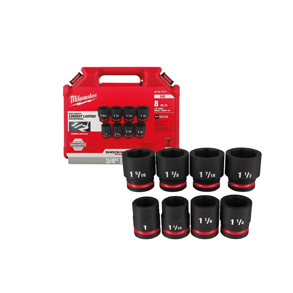 Juego de Socket de Impacto para Encastre de 3/4" de 8 Piezas Shockwave Impact Duty (6 Puntas) - Milwaukee