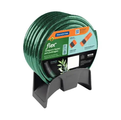 [79322/200] Manguera Flex para Jardín de 3 Capas con Boquilla para Riego y Soporte Fijo - Tramontina