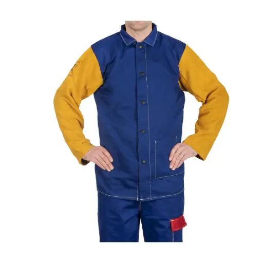 Camisa para Soldador c/Manga de Cuero - Modelo Yellowjacket Royal Blue - Weldas
