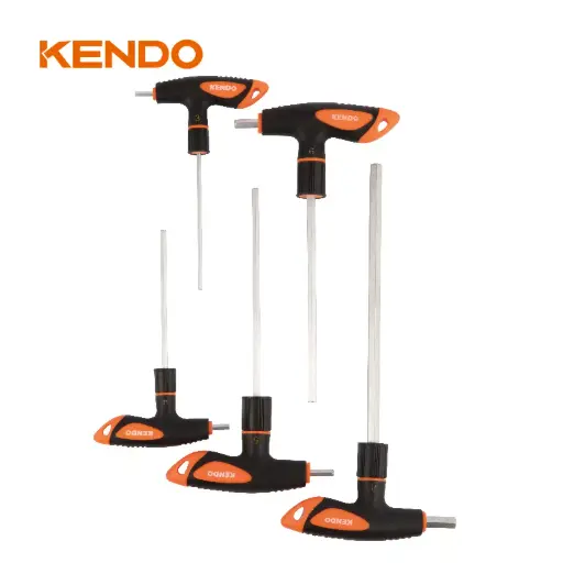 [KENDO-20779] Juego de Llaves Hexagonales de 5 Piezas con Mango en T de 3 mm a 8 mm - Kendo