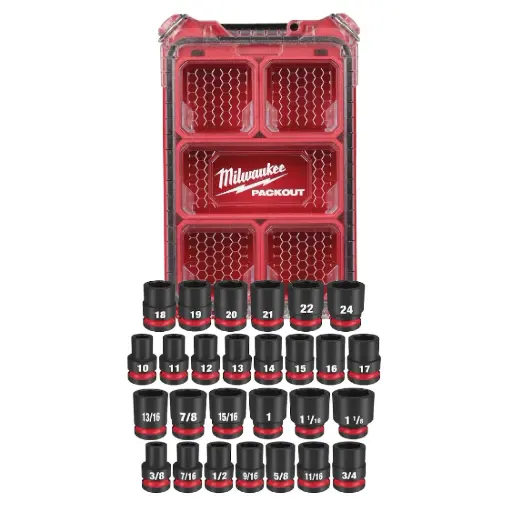 [49-66-6804] Juego de Socket de Impacto para Encastre de 1/2" con Packout de 27 Piezas Shockwave Impact Duty (6 Puntas - MM y SAE) - Milwaukee