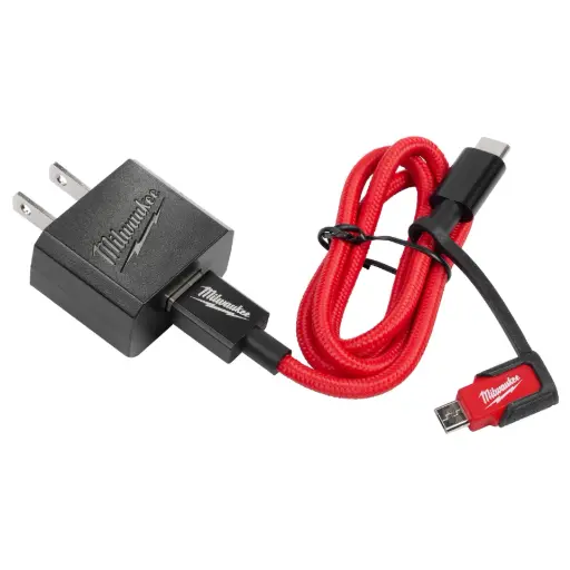 [48-59-1209] Cargador de pared de 2.1 A y USB-C de 3 pies con adaptador Micro USB - Milwaukee
